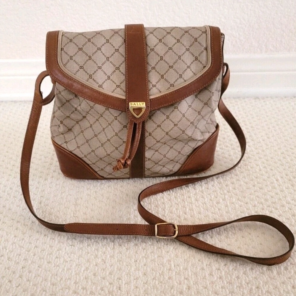 Bally Brown and Cream Crossbody Bag